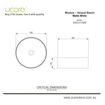 Modus - Vessel Basin 360mm, Matte White